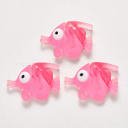 Translucent Frosted Resin Cabochons, Fish, Hot Pink, 24x18x7mm(X-CRES-N022-13)
