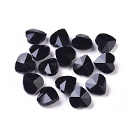 Transparent Glass Beads, Faceted, Heart, Black, 14x14x8~9mm, Hole: 1~1.2mm(GLAA-K002-05A-10)