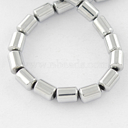 Non-magnetic Synthetic Hematite Beads Strands, Grade A, Column, Platinum Plated, 5x4x4mm, Hole: 1mm, about 74pcs/strand, 15.5 inch(X-G-Q888-5x4mm-7)