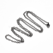 Brass Cable Chain Necklace Making, with Lobster Claw Clasps, Black, 32 inch(81.5cm)(MAK-T006-06A)