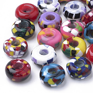 Resin Beads, Large Hole Beads, Rondelle, Mixed Color, 14x7.5~8mm, Hole: 5.5mm(RPDL-S013-03)