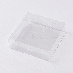 Foldable Transparent PVC Boxes, for Craft Candy Packaging Wedding Party Favor Gift Boxes, Square, Clear, 10x10x3cm(CON-WH0069-56)