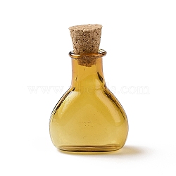 Miniature Glass Bottles, with Cork Stoppers, Empty Wishing Bottles, for Dollhouse Accessories, Jewelry Making, Goldenrod, 11x21x30mm(GLAA-H019-02D)