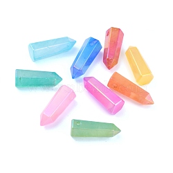 Electroplate Natural Quartz Pendants, Faceted, Dyed, Bullet, 39x15x14mm, Hole: 3mm(G-B017-01)