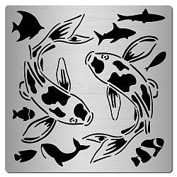 Stainless Steel Cutting Dies Stencils, for DIY Scrapbooking/Photo Album, Decorative Embossing DIY Paper Card, Matte Stainless Steel Color, Fish Pattern, 16x16cm(DIY-WH0238-054)