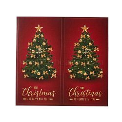 Christmas Theme Self-Adhesive Stickers, for Party Decorative Presents, Rectangle, Christmas Tree Pattern, 104x105x5mm, stickers: 100x50mm, 2pcs/sheet, 25 sheets/bag.(DIY-A031-09)