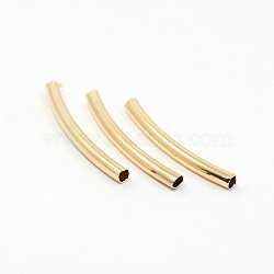 Brass Smooth Curved Tube Beads, Curved Tube Noodle Beads, Light Gold, 40x3mm, Hole: 2mm(KK-O031-B-08)