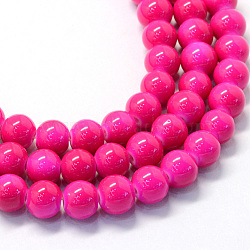 Baking Painted Glass Round Bead Strands, Fuchsia, 10~10.5mm, Hole: 1.5mm, about 85pcs/strand, 31.4 inch(DGLA-Q020-10mm-19)