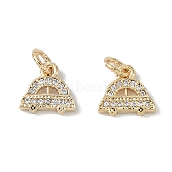 Brass Micro Pave Clear Cubic Zirconia Pendants, Car, with Jump Ring, Real 18K Gold Plated, 9.5x10x1.5mm, Hole: 5.5mm(KK-S367-13B)