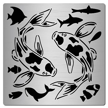 Stainless Steel Cutting Dies Stencils, for DIY Scrapbooking/Photo Album, Decorative Embossing DIY Paper Card, Matte Stainless Steel Color, Fish Pattern, 16x16cm