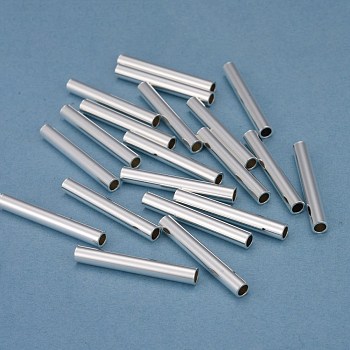 304 Stainless Steel Tube Beads, Silver, 30x4mm, Hole: 3mm