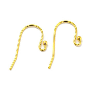 925 Sterling Silver Earring Hooks, with 925 Stamp, Golden, 20~21.5x11x1.5mm, 21 Gauge, Pin: 0.7mm