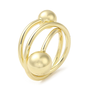 Brass Wrap Rings, Big Ball Ring for Women, Real 18K Gold Plated, 2~22mm, Inner Diameter: 18mm