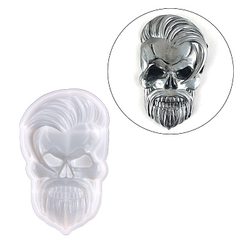 Angry Skull Display Decoration Silicone Molds, Resin Casting Molds, for UV Resin, Epoxy Resin Craft Making, White, 147x86x21.5mm