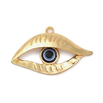 Alloy Eye Pendants, Evil Eye Resin Charms, Golden, 27x45x6.5mm, Hole: 2.5mm