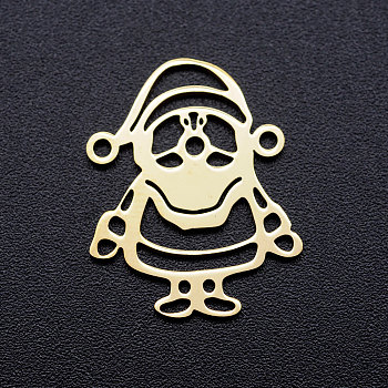 201 Stainless Steel Stamping Blank Links connectors, Christmas Santa Claus, Golden, 21x16.5x1mm, Hole: 1.2mm