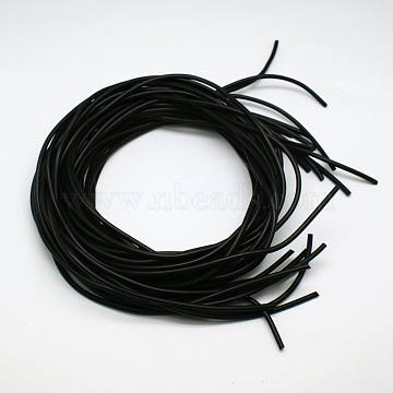 Synthetic Rubber Beading Cord, Round, Solid, No Hole, Black, 1.5mm, about 1.09 yards(1m)/strand(RCOR-A013-02-1.5mm)