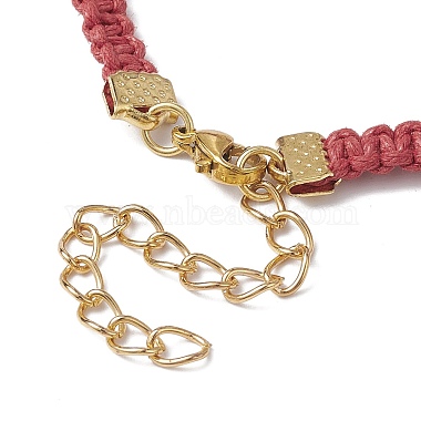 Braided Waxed Polyester Rectangle Link Chain Bracelets(BJEW-JB10000-04)-4