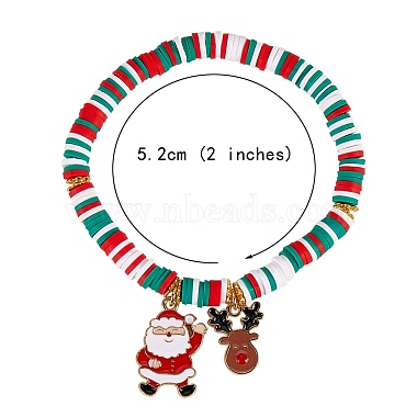 10Pcs 10 Styles Polymer Clay Heishi Beaded Stretch Bracelet Sets for Christmas(sgBJEW-JB06128)-2