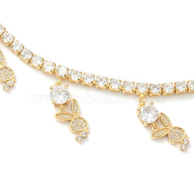 Brass Micro Pave Clear Cubic Zirconia Choker Necklaces(NJEW-H308-02G)-2