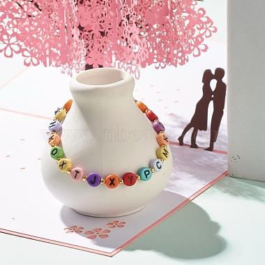 Bracelet extensible rond plat avec lettre en perles pour femme(BJEW-JB07553-01)-2