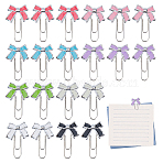 24Pcs 8 Colors Metal Bookmarks, with Resin Bowknot, Mixed Color, 58mm, 3pcs/color(AJEW-FH00051)