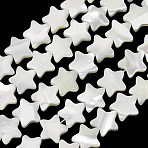Natural Trochid Shell/Trochus Shell Beads Strands, Star, White, 10x10~10.5x2.5~3mm, Hole: 0.8mm, about 20pcs/strand, 7.09''(18cm)(SH-CBA2978-17B)