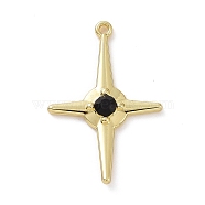 Rack Plating Alloy Black Glass Pendants, Cadmium Free & Lead Free & Nickle Free, Faceted, Star Charms, Light Gold, 34x23x4mm, Hole: 1.4mm(FIND-I037-06LG-02)