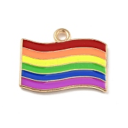 Alloy Enamel Pendants, Pride Flag/Rainbow Flag, Light Gold, Colorful, 15.5x20x1.5mm, Hole: 1.6mm(X-ENAM-G208-11KCG)