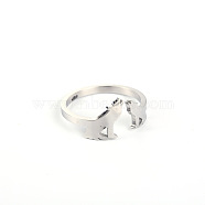 Stylish Adjustable Stainless Steel Wolf Cuff Rings for Women, Minimalist Fashion Hand Jewelry, Silver, show in picture(CD3807-8)