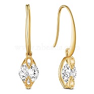 SHEGRACE 925 Sterling Silver Earring, with Grade AAA Cubic Zirconia, Rhombus, Real 24K Gold Plated, 32mm(JE702C)