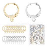 80Pcs 2 Colors 304 Stainless Steel Leverback Earring Findings, with Loop, Mixed Color, 14.5x12.5x2mm, Hole: 1.2mm, 40pcs/color(STAS-DC0015-91)