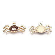 Light Gold Plated Alloy Pendants, with Enamel, Spider, Camel, 10.5x22x2mm, Hole: 2mm(ENAM-T009-13B)