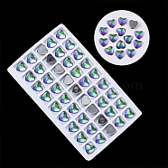 Transparent K9 Glass Cabochons, Flat Back, Heart, Colorful, 10x10x4.5mm, about 45pcs/bag(GGLA-S050-10x10-001VO)