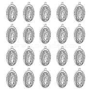20Pcs Tibetan Style Alloy Pendants, Oval with Jesus, Antique Silver, 44x25.5x4mm, Hole: 2mm(FIND-SZ0005-95)