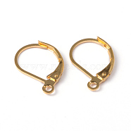 Golden Plated Brass Leverback Earring Findings, with Loop, Lead Free and Cadmium Free, about 10mm wide, 15mm long, Hole: 1mm(X-EC223-G)