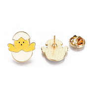 Chicken Enamel Pin, Animal Alloy Brooch for Backpack Clothes, Cadmium Free & Lead Free, Light Gold, Yellow, 20x18.5x12mm, Pin: 1mm(PALLOY-S132-281)