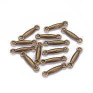 Tibetan Style Bar Links connectors, Antique Bronze, Lead Free & Cadmium Free & Nickel Free, 18x3.5x3mm, Hole: 2mm(X-MLF9895Y-NF)