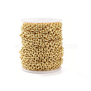 Brass Cable Chains, with Spool, Soldered, Long-Lasting Plated, Ring, Real 18K Gold Plated, Links: 6x5.8x1.4mm, about 32.8 Feet(10m)/roll(CHC-L048-001G)