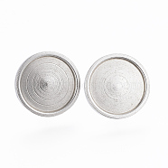 304 Stainless Steel Stud Earring Findings, Flat Round, Stainless Steel Color, Tray: 12mm, 13x14x2mm, Pin: 0.8mm(STAS-H410-07P-A)