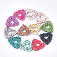 Resin Pendants, Imitation Woven Rattan Pattern, Triangle, Mixed Color, 24x25.5x4mm, Hole: 1.8mm(RESI-S364-34)