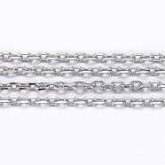 304 Stainless Steel Cable Chains, Diamond Cut Chains, Soldered, Faceted, with Spool, Oval, Stainless Steel Color, 2x1.4x0.4mm, about 65.61 Feet(20m)/roll(CHS-H009-02P)