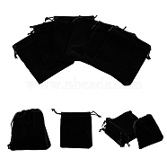 Rectangle Velvet Pouches, Candy Gift Bags Christmas Party Wedding Favors Bags, Black, 12x10cm(X-TP-R002-10x12-01)