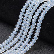 Glass Beads Strands, Imitation Jade, Faceted, Rondelle, Clear, 2x1.5mm, Hole: 0.4mm, about 195pcs/strand, 11 inch(27.5cm)(EGLA-A034-J1mm-D06)