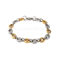 304 Stainless Steel Oval Link Chain Bracelets, with 201 Stainless Steeel Findings, Golden & Stainless Steel Color, 8-7/8 inch(22.5cm)(BJEW-B078-123GP)