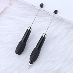 Plastic Retractable Ball-Point Pen, Beadable Pen, for DIY Personalized Pen with Jewelry Bead, Black, 147~175x20mm(AJEW-P122-A01)