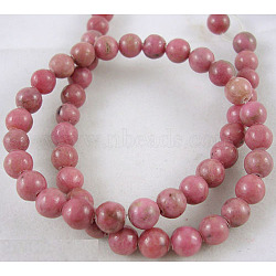 Round Gemstone Rhodonite Beads Strand, Dyed, Grade A, 8mm, hole: about 1mm, about 45pcs/strand, 15 inch(X-GSR018)