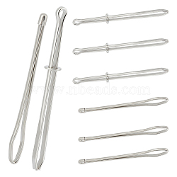 8Pcs 2 Style Iron Bodkin Threader, Easy Pull Drawstring Threader with Tweezer for Elastics Sewing Accessories, Platinum, 68~78.5x6.5~8x2.5~8mm, 4pcs/style(DIY-UN0005-72)