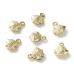 Brass Charms, Fish, Real 24K Gold Plated, 9.5x8x3mm, Hole: 1mm(KK-H739-04G)