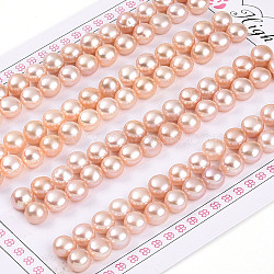 Grade 3A Natural Cultured Freshwater Pearl Beads, Half Drilled, Half Round Beads, PeachPuff, 6~6.5x4.5~5mm, Hole: 0.9~1mm(PEAR-N018-3A-6065B)